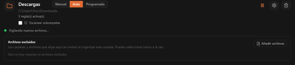 El panel de subcarpetas preguntando si apilar todos los archivos juntos o mantener la estructura