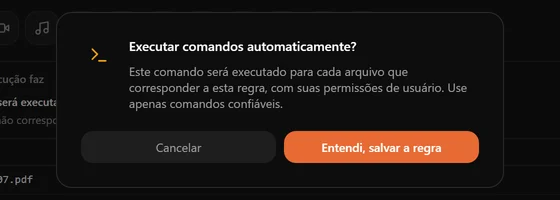 Uma janela avisando que o comando vai rodar para cada arquivo correspondente com as suas permissões de usuário
